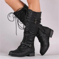 Samra | Damen Vintage Kniehohe Schnür Boots