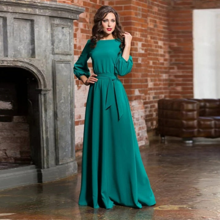 Wibke | Damen Hochzeitsgast Langarm Maxikleid