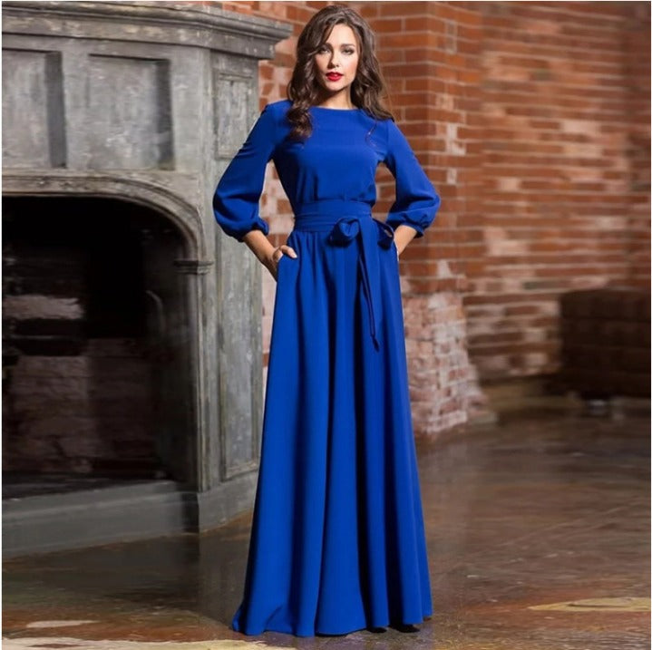 Wibke | Damen Hochzeitsgast Langarm Maxikleid