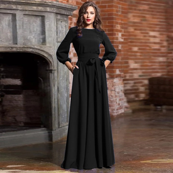 Wibke | Damen Hochzeitsgast Langarm Maxikleid