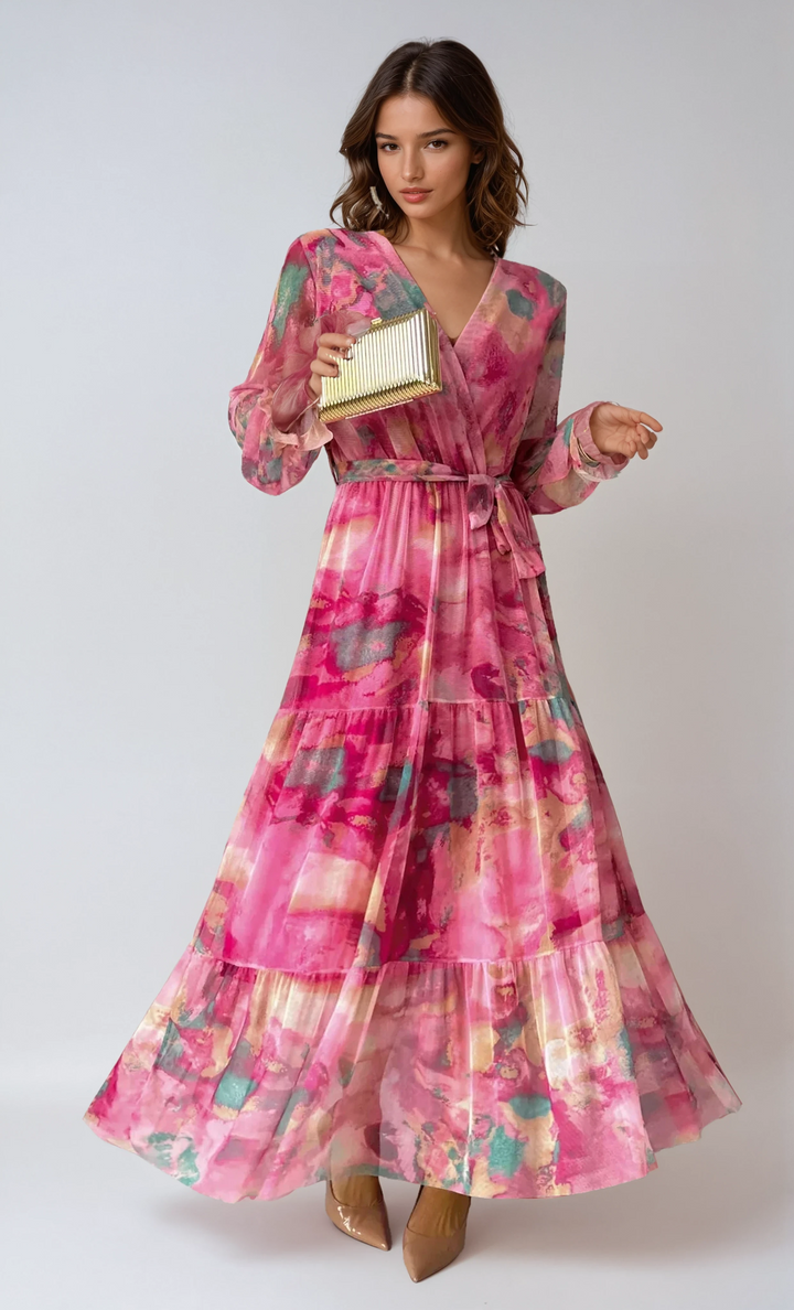 Elena | Damen Sommer Geblümtes Maxikleid