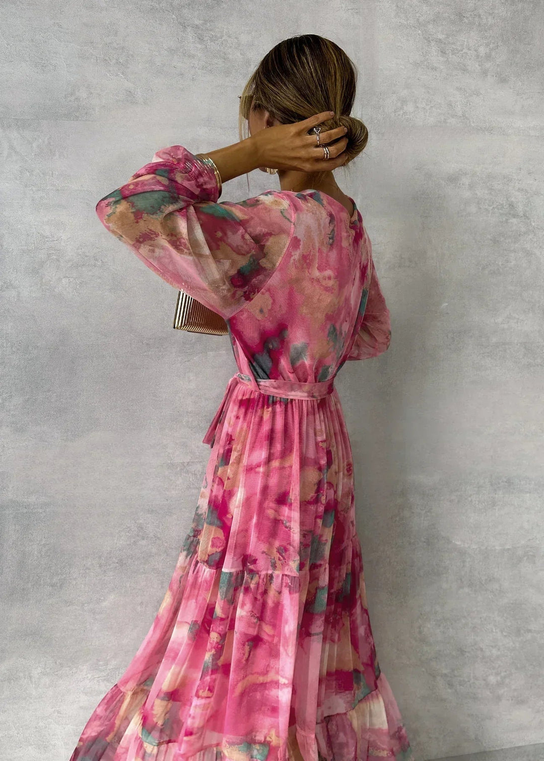 Elena | Damen Sommer Geblümtes Maxikleid