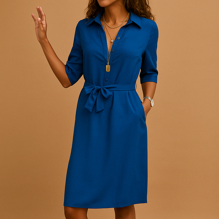 Marit | Damen Casual Midi Blusenkleid