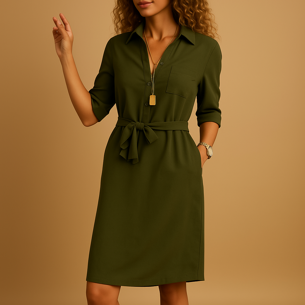 Marit | Damen Casual Midi Blusenkleid