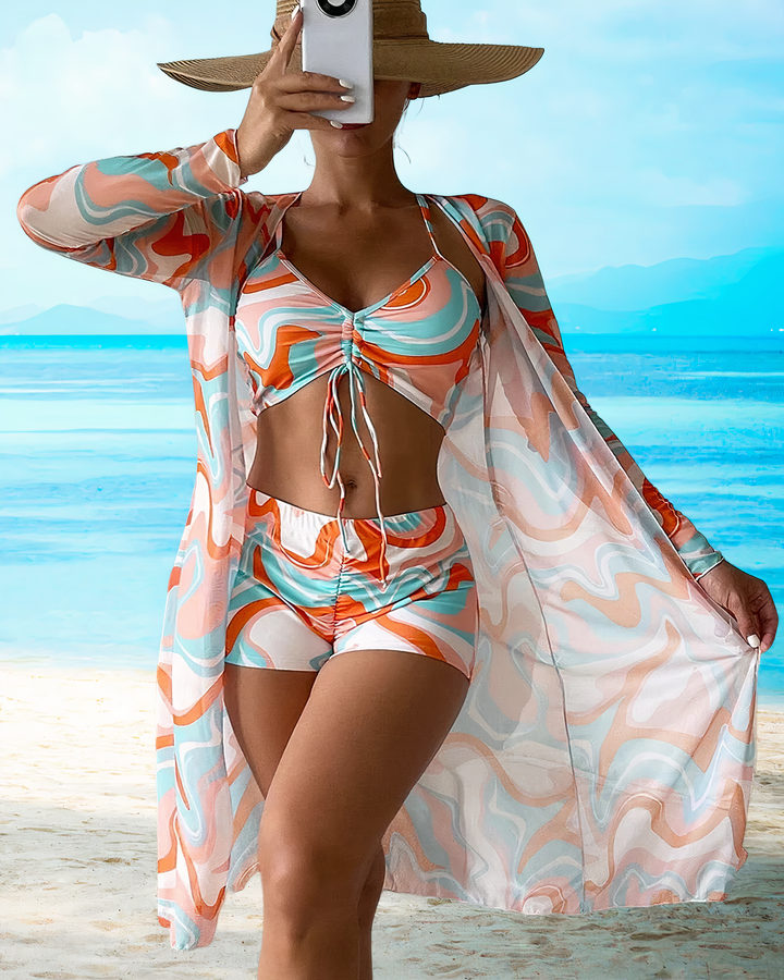 Angela | Damen Hoher Taille Bikini Set mit Bauchbedeckung