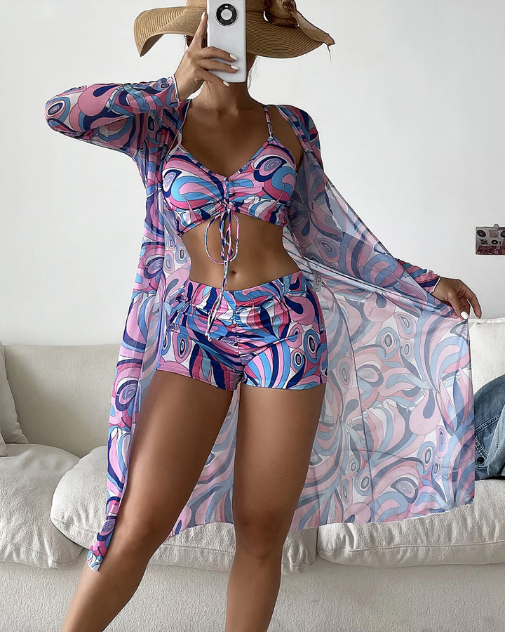 Angela | Damen Hoher Taille Bikini Set mit Bauchbedeckung