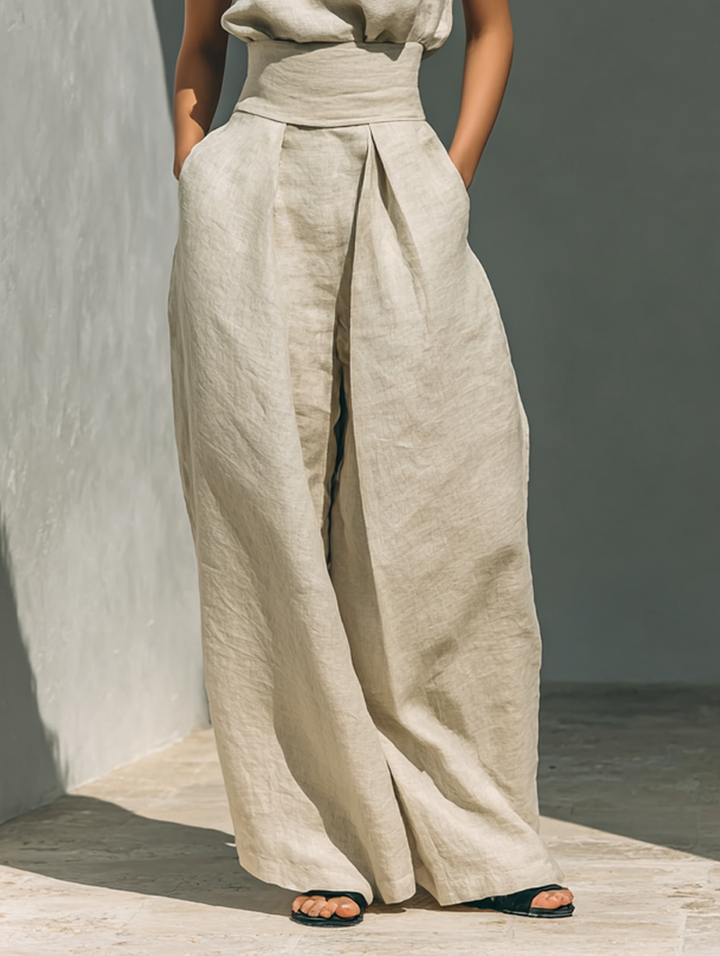 Ilona | Damen Modischer Relaxed Fit Jumpsuit mit hohem Kragen