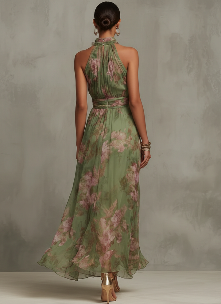 Manuela | Damen Sommer Halterneck Blumenkleid