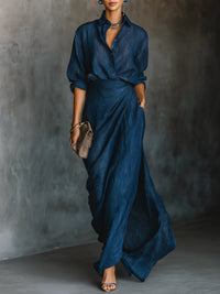 Christina | Damen Elegantes Wickel Hemdblusenkleid