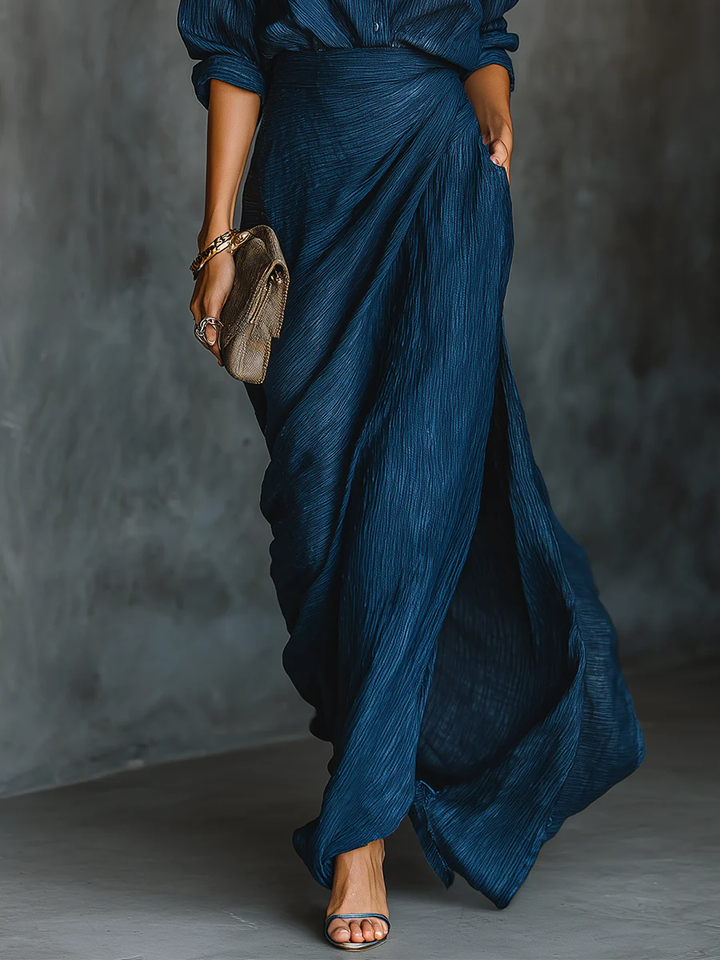 Christina | Damen Elegantes Wickel Hemdblusenkleid