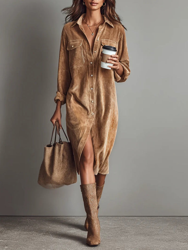 Samira | Damen Casual Knöpfen Midikleid