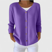 Lina | Damen Edler V-Ausschnitt Cardigan mit Knöpfen