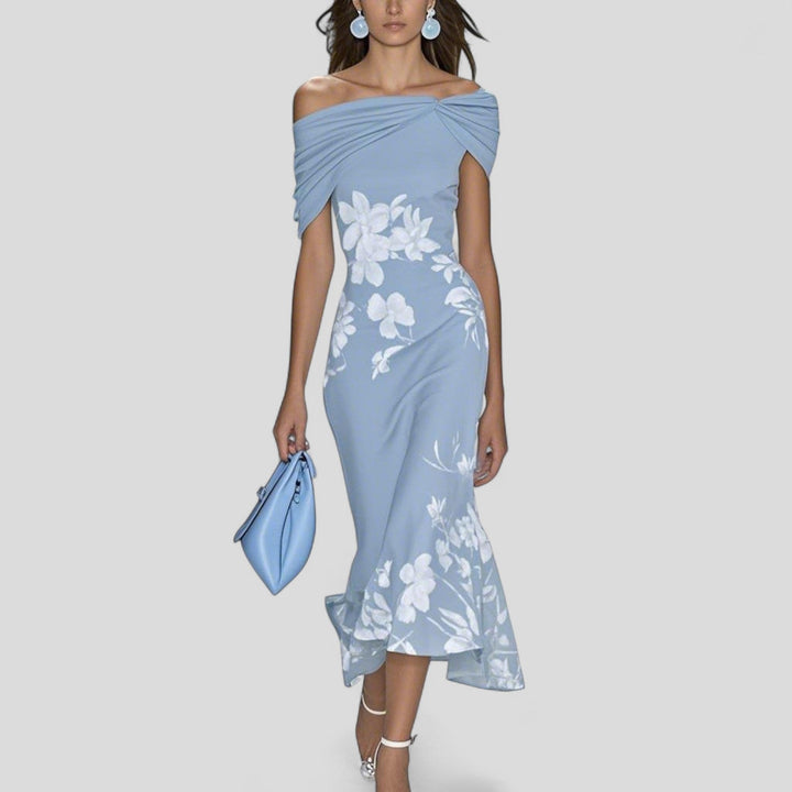 Anna | Damen Sommer Off-Shoulder Blumenmuster Kleid