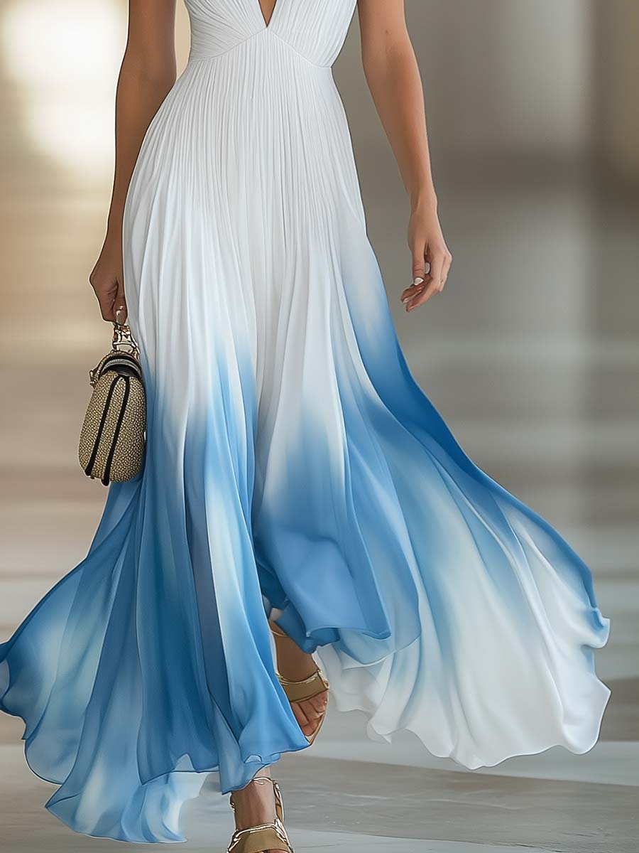 Aubrey | Damen Elegantes V-Ausschnitt Maxikleid