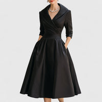 Frida | Damen Elegantes Midi Abendkleid mit V-Ausschnitt