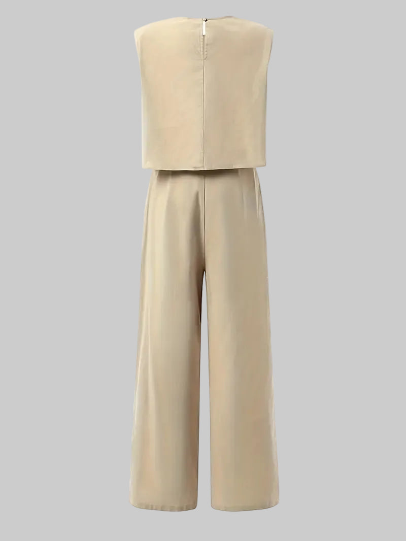 Karin | Damen Ärmelloses Zweiteiliges Leinen Set