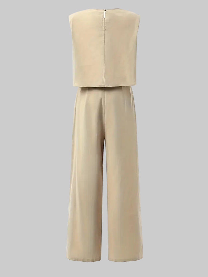 Karin | Damen Ärmelloses Zweiteiliges Leinen Set