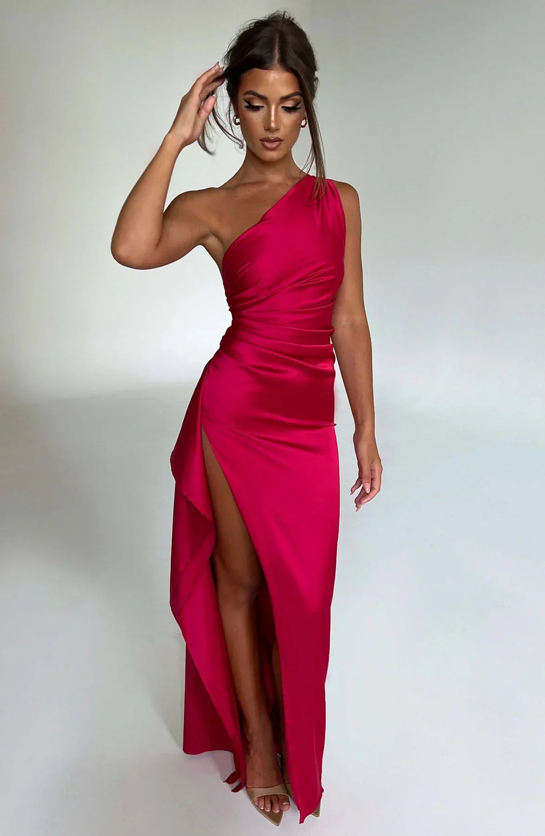 Emilia | Damen Elegantes Ein Schulter Ausschnitt Maxikleid