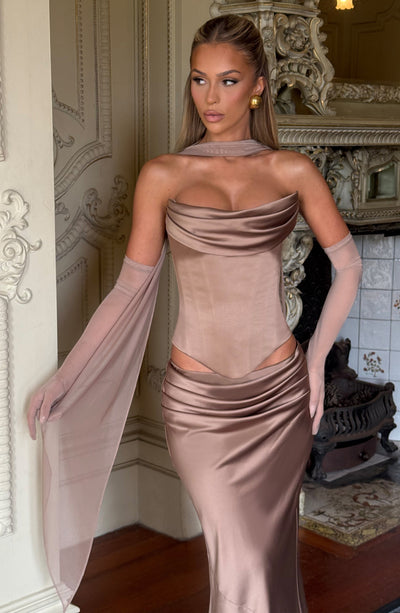 Valentina | Robe légère en mesh stretch jaune avec écharpe pour femme
