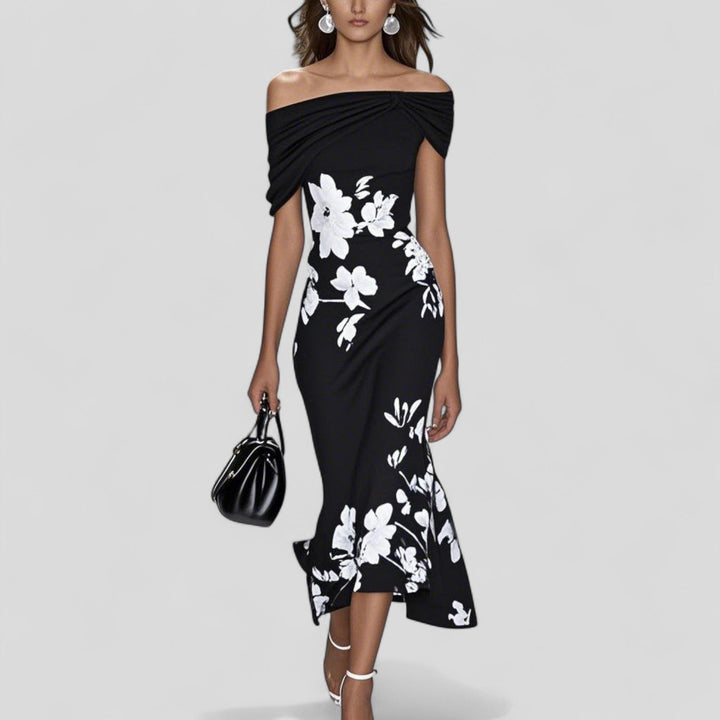 Anna | Damen Sommer Off-Shoulder Blumenmuster Kleid