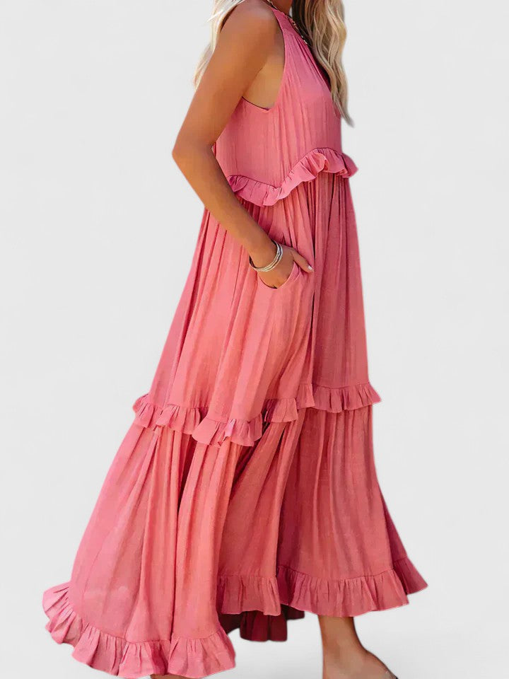 Madeleine | Damen Elegantes Drapiertes Maxikleid