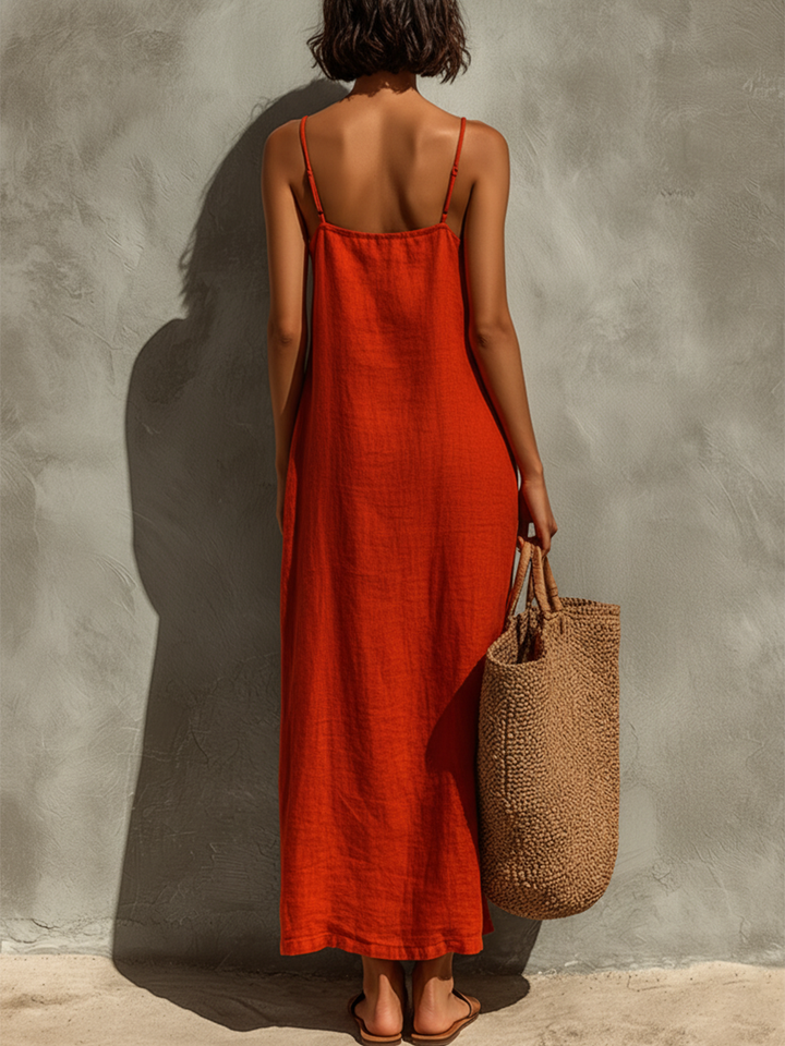 Gioia | Damen Luftiges Sommer Maxi Spaghettiträger Kleid