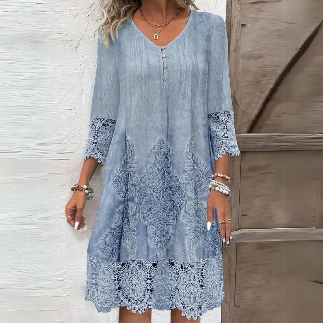 Daria | Women's Boho Long Sleeve Midi Dress