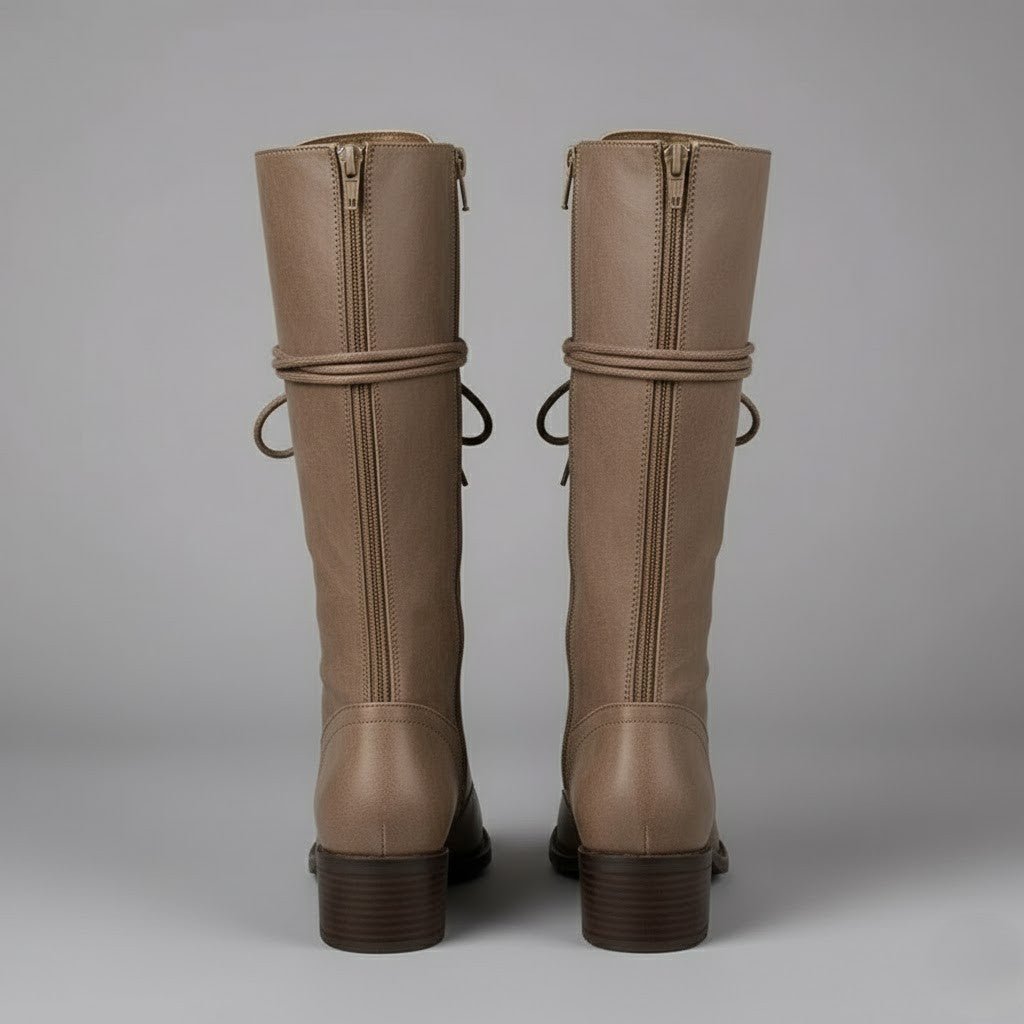 Harper | Damen Kniehohe Schnürstiefel mit Blockabsatz