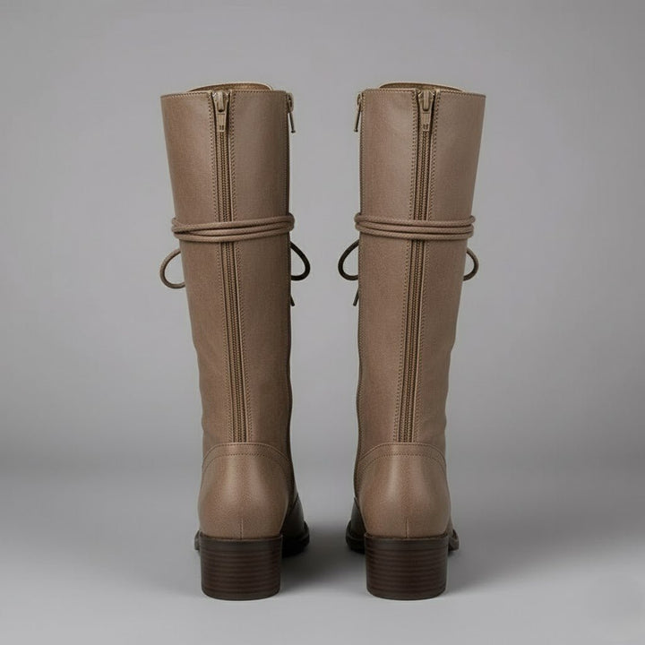 Harper | Damen Kniehohe Schnürstiefel mit Blockabsatz