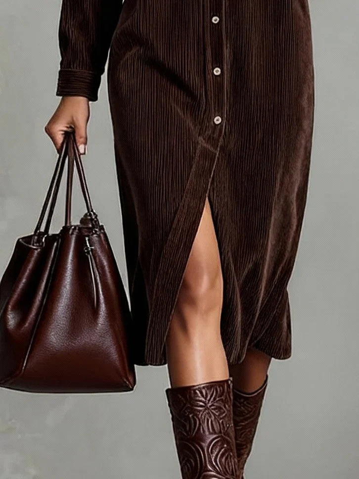 Samira | Damen Casual Knöpfen Midikleid