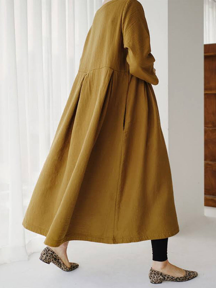 Amelie | Damen Sommer Lockeres Leinen Maxikleid