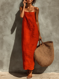 Gioia | Damen Luftiges Sommer Maxi Spaghettiträger Kleid