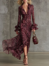 Sibylle | Damen Elegantes Hochzeitsgast Chiffon Maxikleid