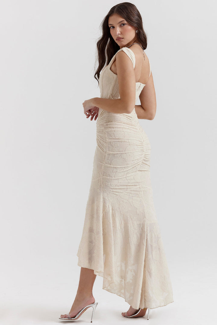 Linda | Damen Formales Geraffte Taille Hochzeitsgastkleid