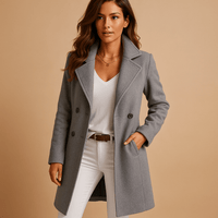 Hadley | Damen Eleganter Langer Mantel mit Knopfleiste