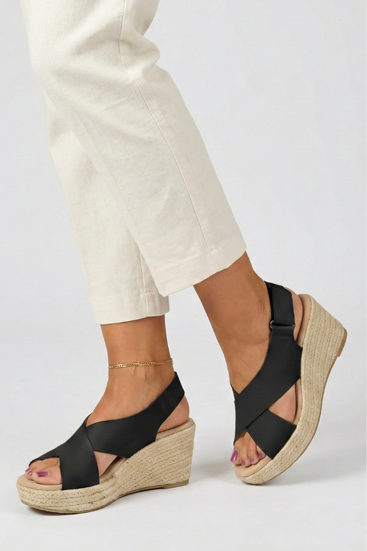 Laura | Damen Kreuzriemen Keilabsatz Sandalen