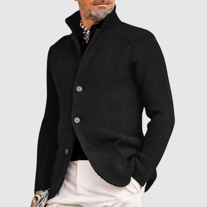 Daniel | Herren Anspruchsvoller Button Cardigan Pullover mit Stehkragen