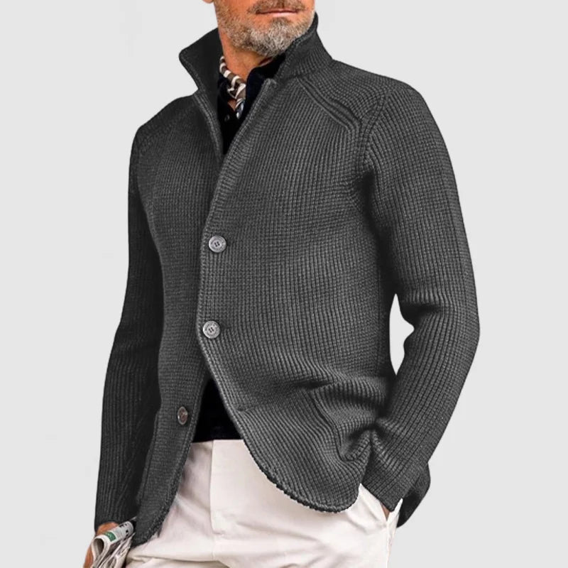 Daniel | Herren Anspruchsvoller Button Cardigan Pullover mit Stehkragen