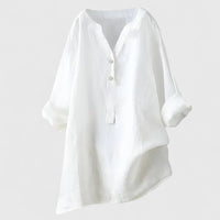 Victoria | Damen Lässige Casual Rundhalsausschnitt Bluse mit Knöpfen