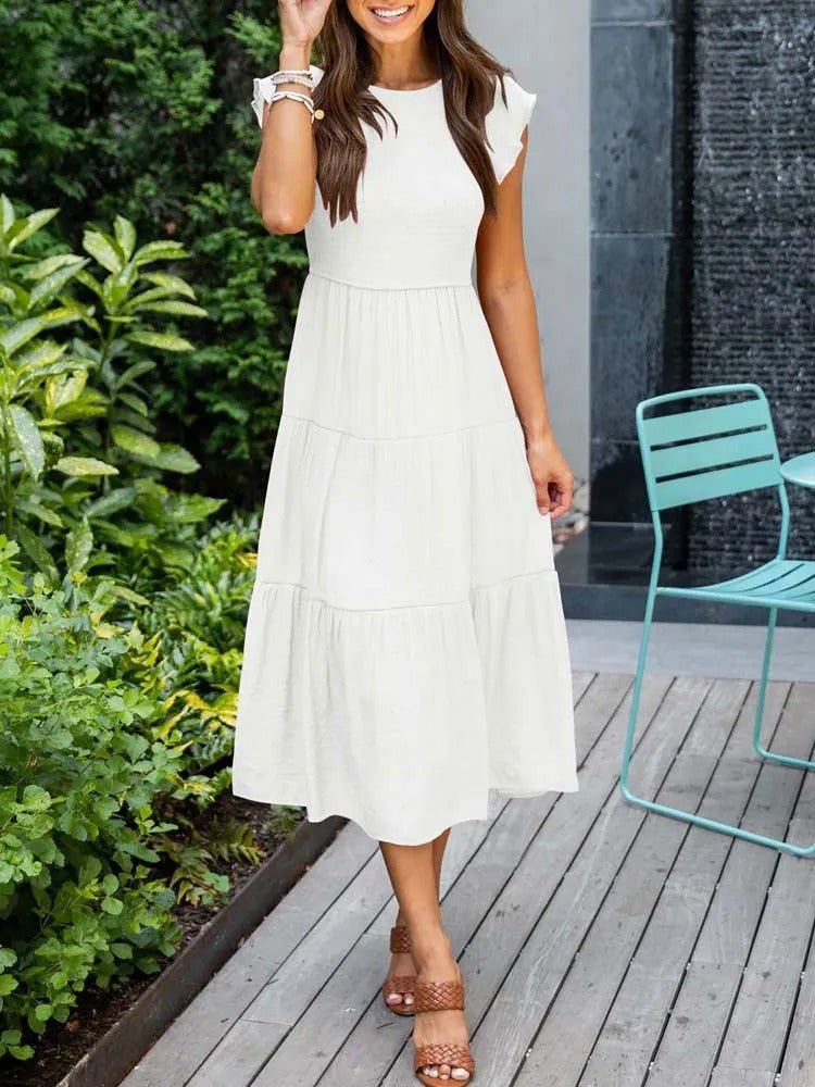 Selma | Damen Lässiges Midikleid Mit Rüschenärmeln