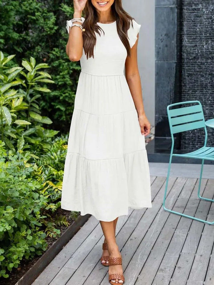 Selma | Damen Lässiges Midikleid Mit Rüschenärmeln