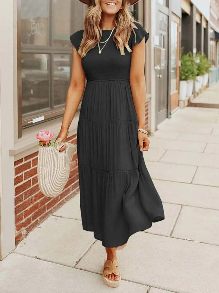 Selma | Damen Lässiges Midikleid Mit Rüschenärmeln