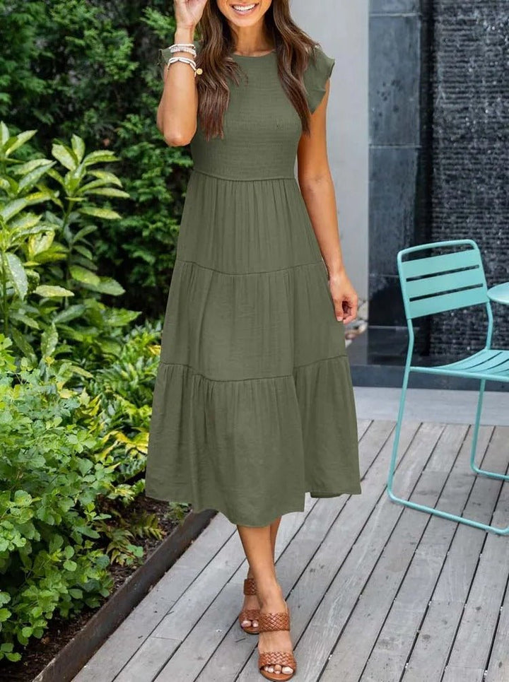 Selma | Damen Lässiges Midikleid Mit Rüschenärmeln