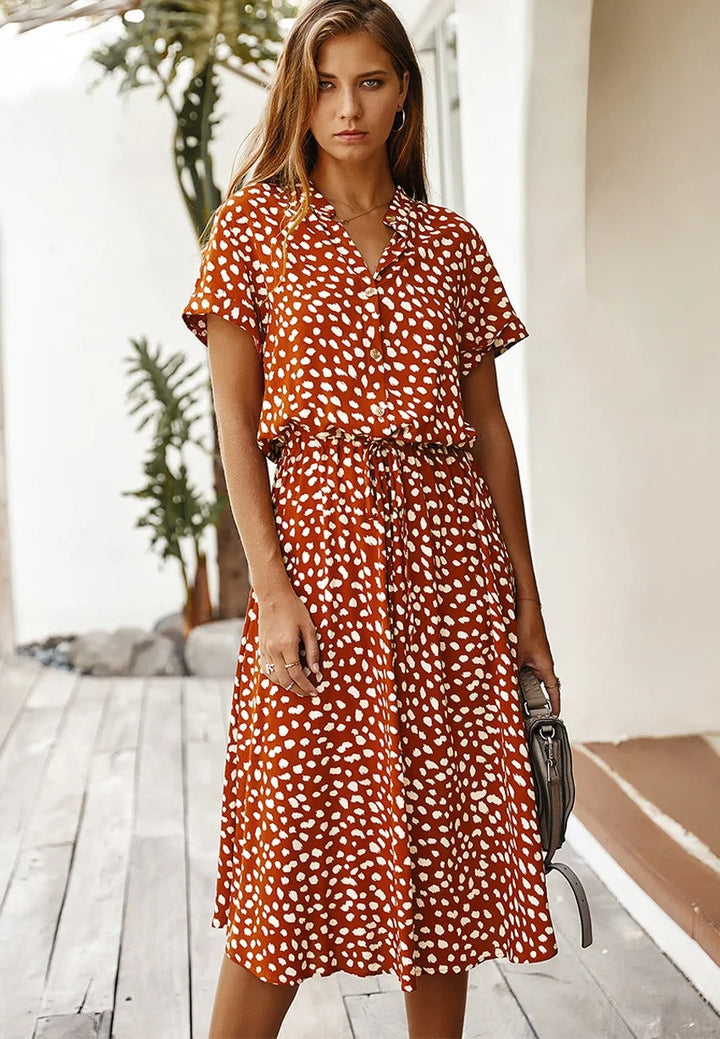 Felicitas | Damen Lässiges Bedrucktes Hemdkleid