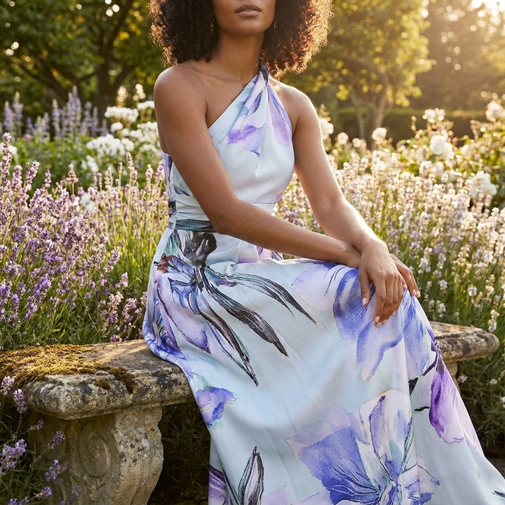 Astrid | Damen Geblümtes Neckholder Sommerkleid