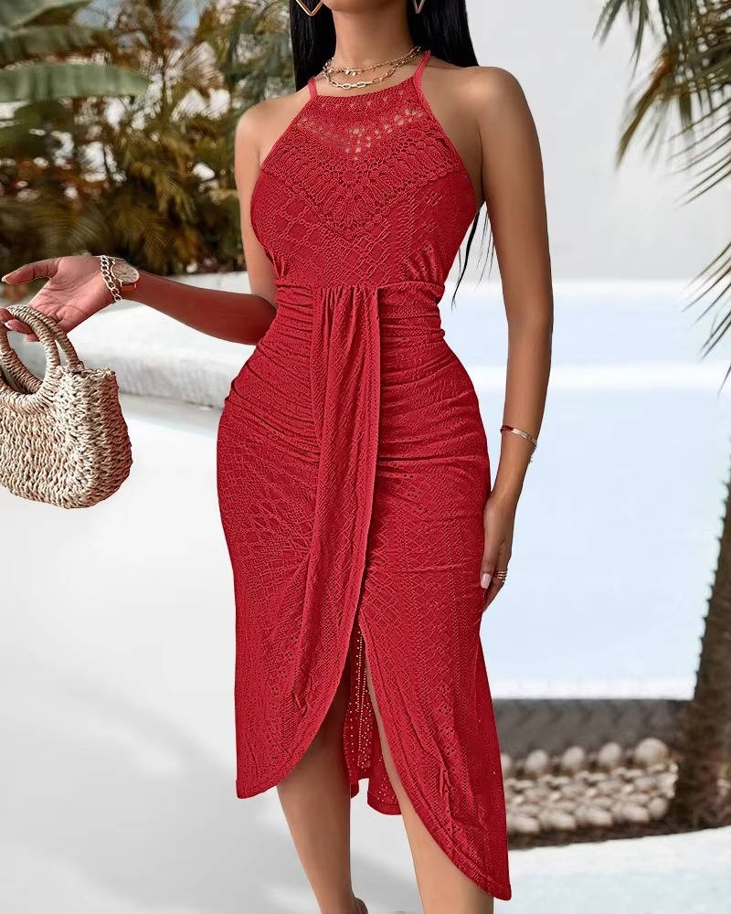 Alicia | Damen Sommer Neckholder Maxikleid
