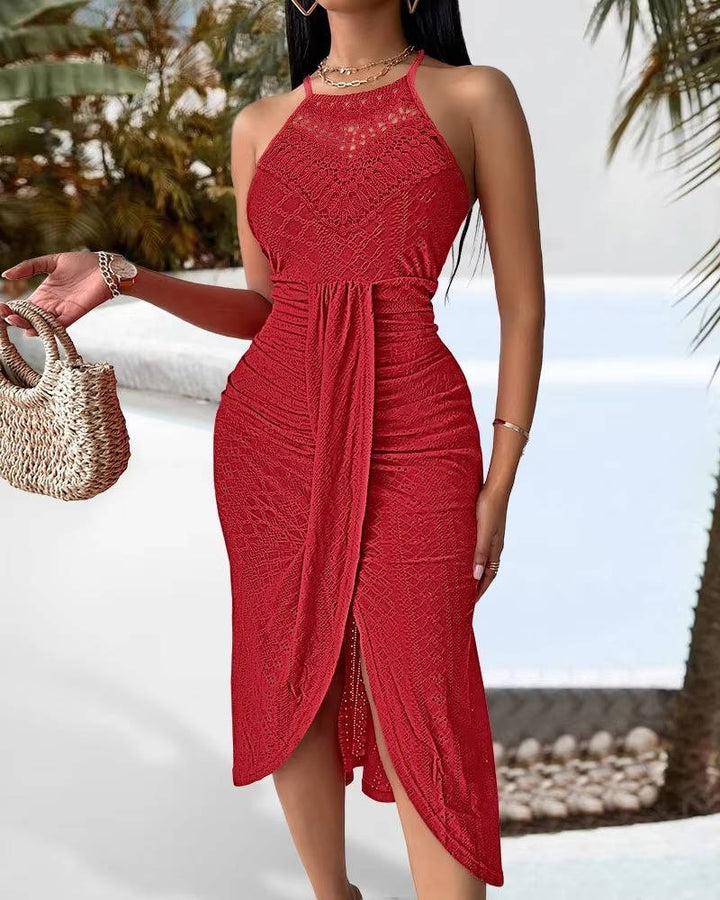 Alicia | Damen Sommer Neckholder Maxikleid