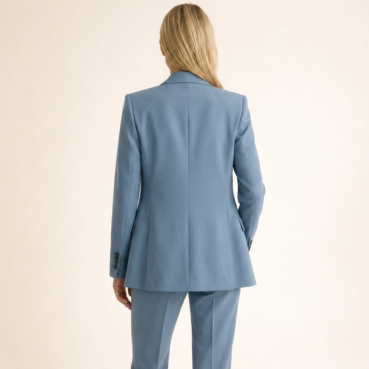 Doris | Damen Eleganter Zweiteiler Anzug mit strukturierter Blazerjacke und ausgestellter Hose