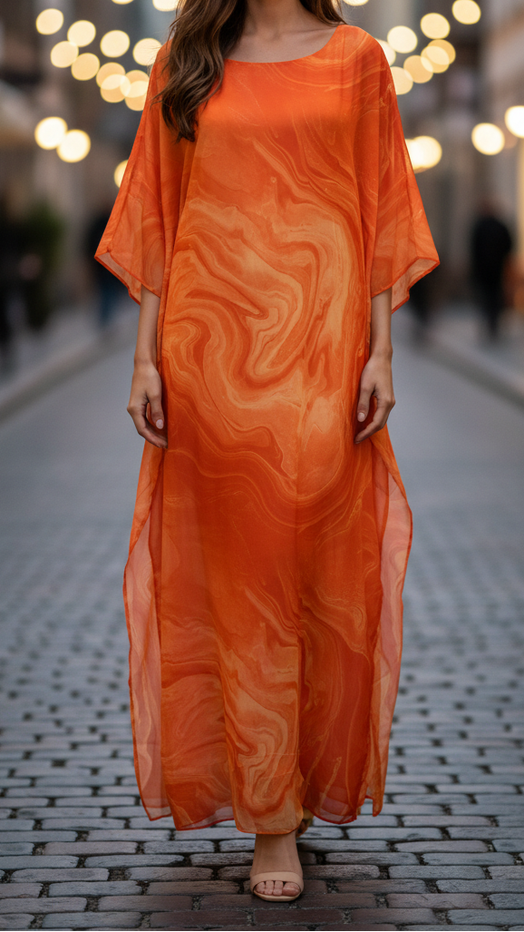 Hannelore | Damen Lässiges Abstrakte Muster Maxi Kleid