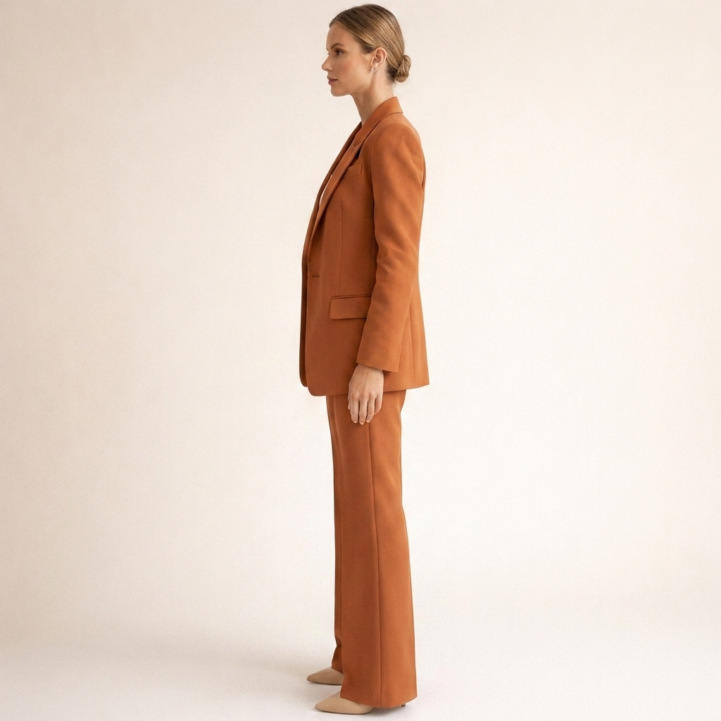 Doris | Damen Eleganter Zweiteiler Anzug mit strukturierter Blazerjacke und ausgestellter Hose